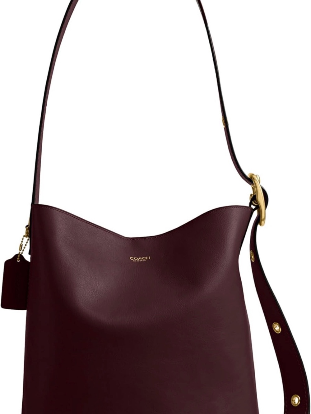 Coach Leather Bucket Shoulder Bag in Merlot with Gold Hardware